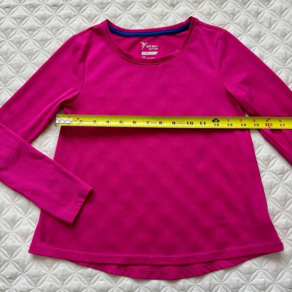 Old Navy Active Girls Go-Dry Crew Long Sleeve Shirt Pink Size Medium 8